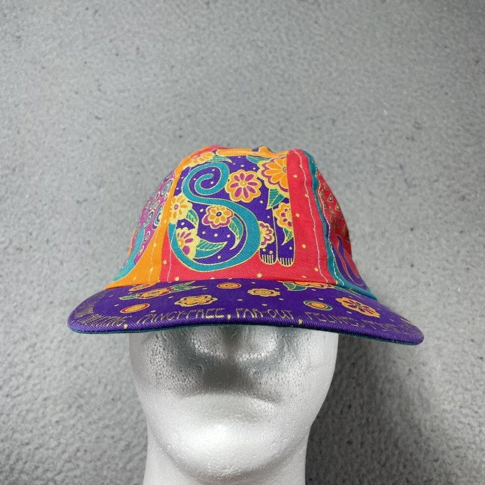 Vintage Laurel Burch Hat Cap Strap Back One Size Youth Multicolor‎ Cat Boho 90s